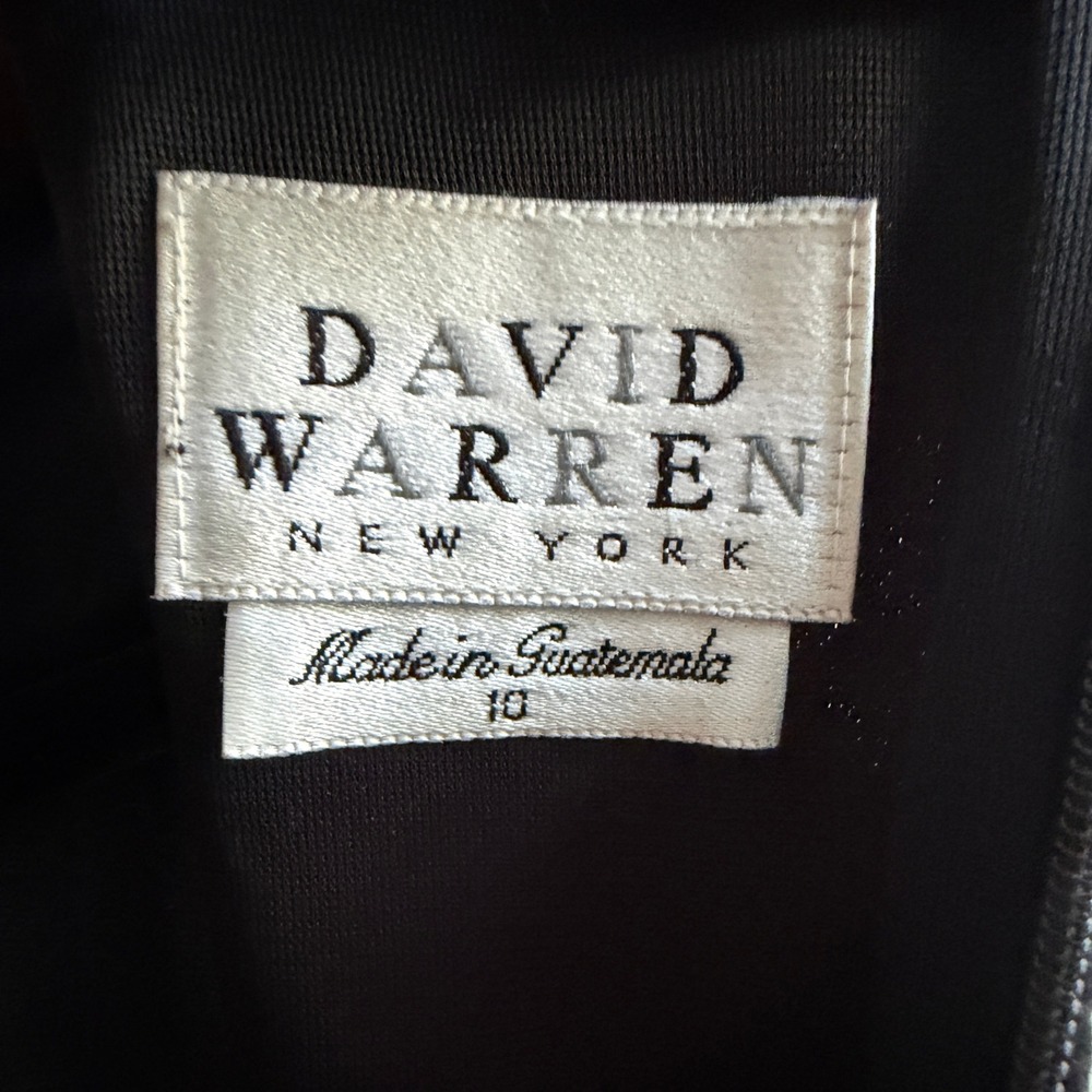 Y2K Beaded Bodice Cocktail Dress Hoco David Warren Chiffon‎ Overlay Black 10 - Picture 2 of 8